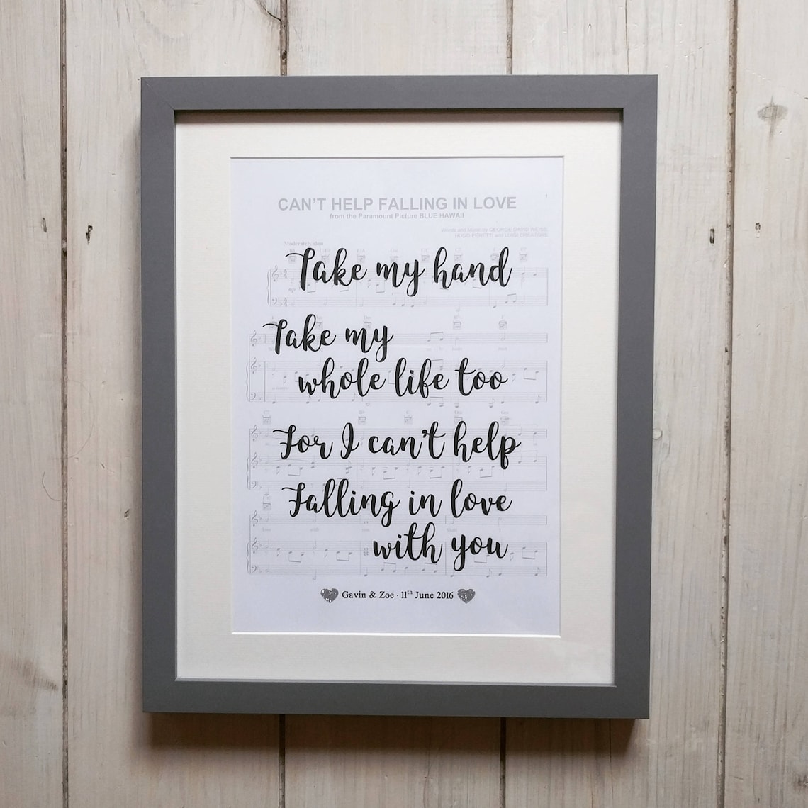 Personalised First Dance Song Lyrics framed SHEET MUSIC Etsy