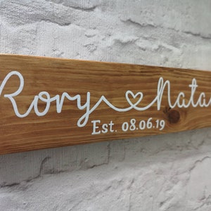 Personalised Family Name Sign custom wooden sign with any names, personalised family sign, wedding gift, wedding present, anniversary gift Oak stained