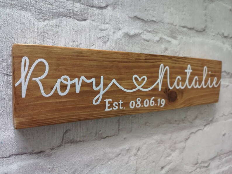 Personalised Family Name Sign custom wooden sign with any names, personalised family sign, wedding gift, wedding present, anniversary gift Oak stained