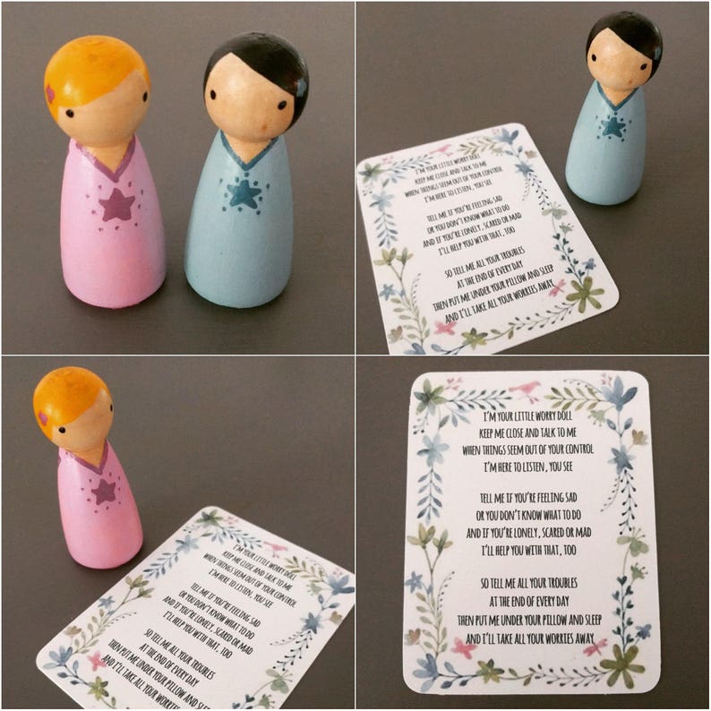 Worry Doll Wooden Peg Doll With Original Poem Perfect for - Etsy