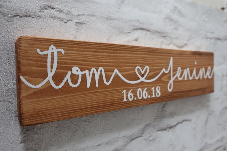 Personalised Family Name Sign custom wooden sign with any names, personalised family sign, wedding gift, wedding present, anniversary gift image 1