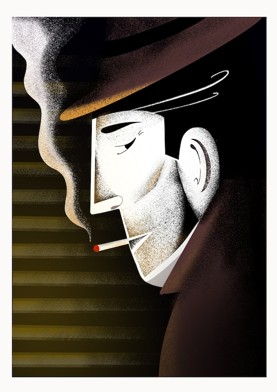 Noir Detective Print - A3/A4 - Noir Art - Detective - Art Deco -  Atmospherical - Cool - Sherlock Holmes