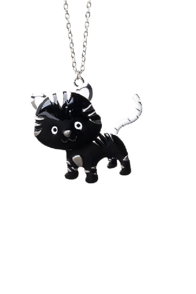 BLACK CAT NECKLACE  Peeking Cat cute black cat cat charm on image 0