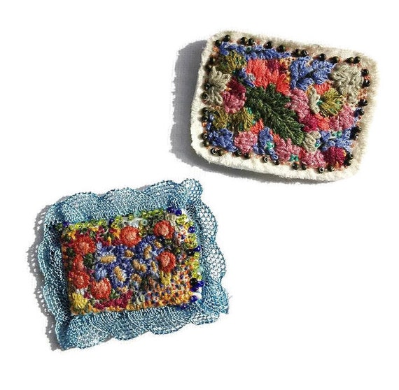 hand embroidered brooches