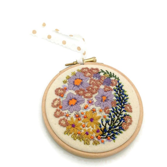 Bright Colorful Flower Bouquet Embroidery Hand-stitched Framed Wall Art Bright Colorful Flower Bouquet Embroidery Hand-stitched Framed Wall Art