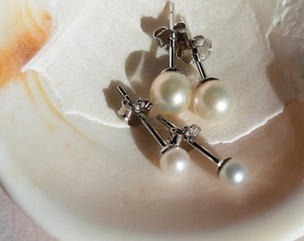 Boucles d’oreilles en argent perle d’eau douce, bijoux en argent perle naturelle, boucles d’oreilles de mariage en perles délicates, cadeau de demoiselle d’honneur pour ami