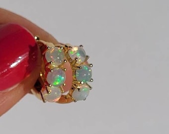 Natural Opal Hoop Earrings, Ethiopian Opal Huggies, Genuine Opal Gold Vermeil Earrings,Gemstone Opal Jewellery For Woman,October Birthstone