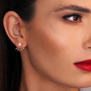 Spike Silber Ear Jacket Ohrringe, Gold Ear Jacket, Front Back Ohrringe, Zierliche Minimalist Schmuck, Statement Ohrringe, Geschenk für Sie