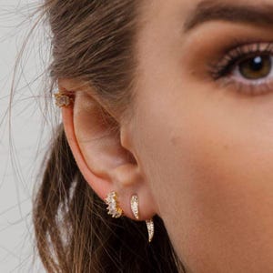 Ear Jacket Sterling Silver Gold Earrings, Spike Earrings, Horn Talon Tusk Stud, Front Back Studs, Claw Fake Gauge Minimalist  Earring