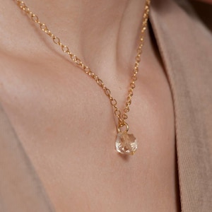 Raw Natural Citrine Silver Gold Filled Pendant Necklace, Crystal Jewelry, November Birthstone Gift For Her Mom, Boho Necklaces For Women