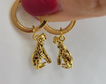 SALE Cat Silver Gold Cute Earrings, Cat Lovers Gift, Cat Charm Huggie Hoop Earrings, Kitty  Cat Jewelry, Animal Lover Gift For Friend
