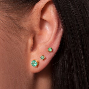 100% natürliche sambische AAA Smaragd Ohrringe, grüne Edelstein Ohrstecker, Smaragd Edelstein Stein Schmuck, Mai Birthstone Geschenk für sie UK