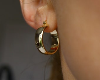 Silver Hoop Earrings, Chunky Gold Hoops, Minimalist Statement Hoop Earrings For Women, Gift For Friend, Thick Gold Hoops