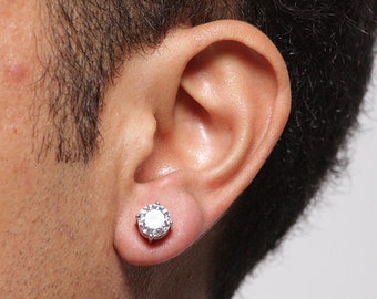 ZERTIFIZIERTE Herren Moissanit Silber Ohrstecker, 0,2-1,6ct 14K Gold Diamant Ohrstecker, kleine Ohrringe für Männer mit Schraubverschluss, Schmuck Geschenke für ihn