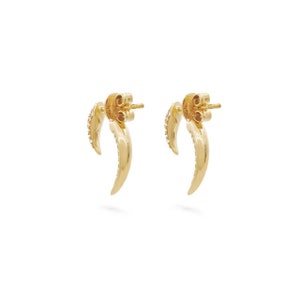 Ear Jacket Sterling Silver Gold Earrings, Spike Earrings, Horn Talon Tusk Stud, Front Back Studs, Claw Fake Gauge Minimalist Single Earring image 6