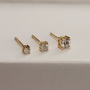 CERTIFIED 14K Solid Gold Diamond Stud Earrings, G-H Diamond Minimalist Studs, Wedding Bridal Diamond Jewelry, Mens Earrings, Gift For Her image 6