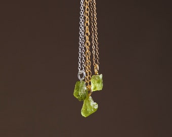 Ruwe natuurlijke Peridot zilver goud gevulde hanger ketting, Peridot Crystal augustus Birthstone sieraden, edelsteen sieraden, cadeau voor vriend