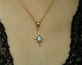 Labradorietketting, poolsterketting, hemelse hanger - kristallen sieraden cadeau