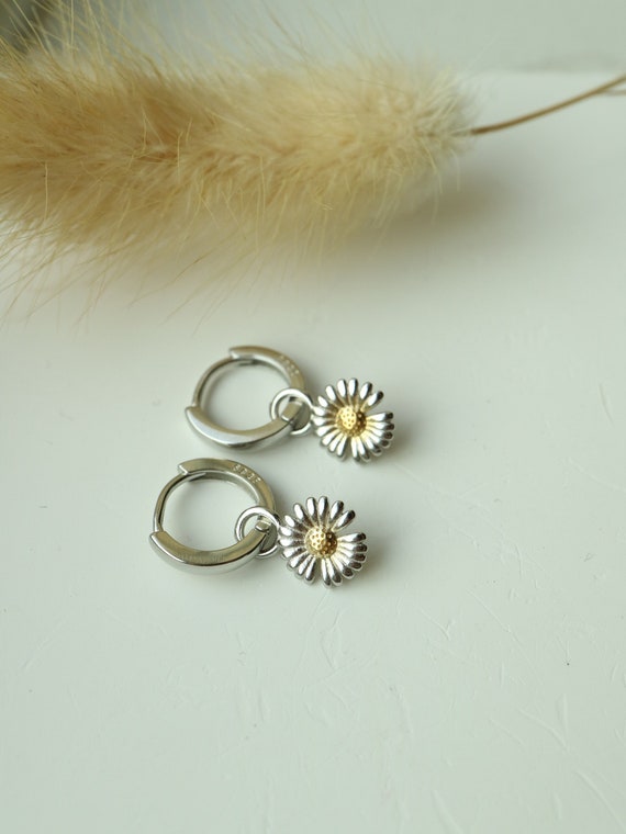 Orecchini a margherita in argento sterling / placcati oro / a clip - Italia