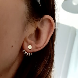 Spike Silver Ear Jacket Earrings, Gold Ear Jacket, Front Back Earrings, Dainty Minimalist Jewelry, Statement Earrings,Gift For Her image 5