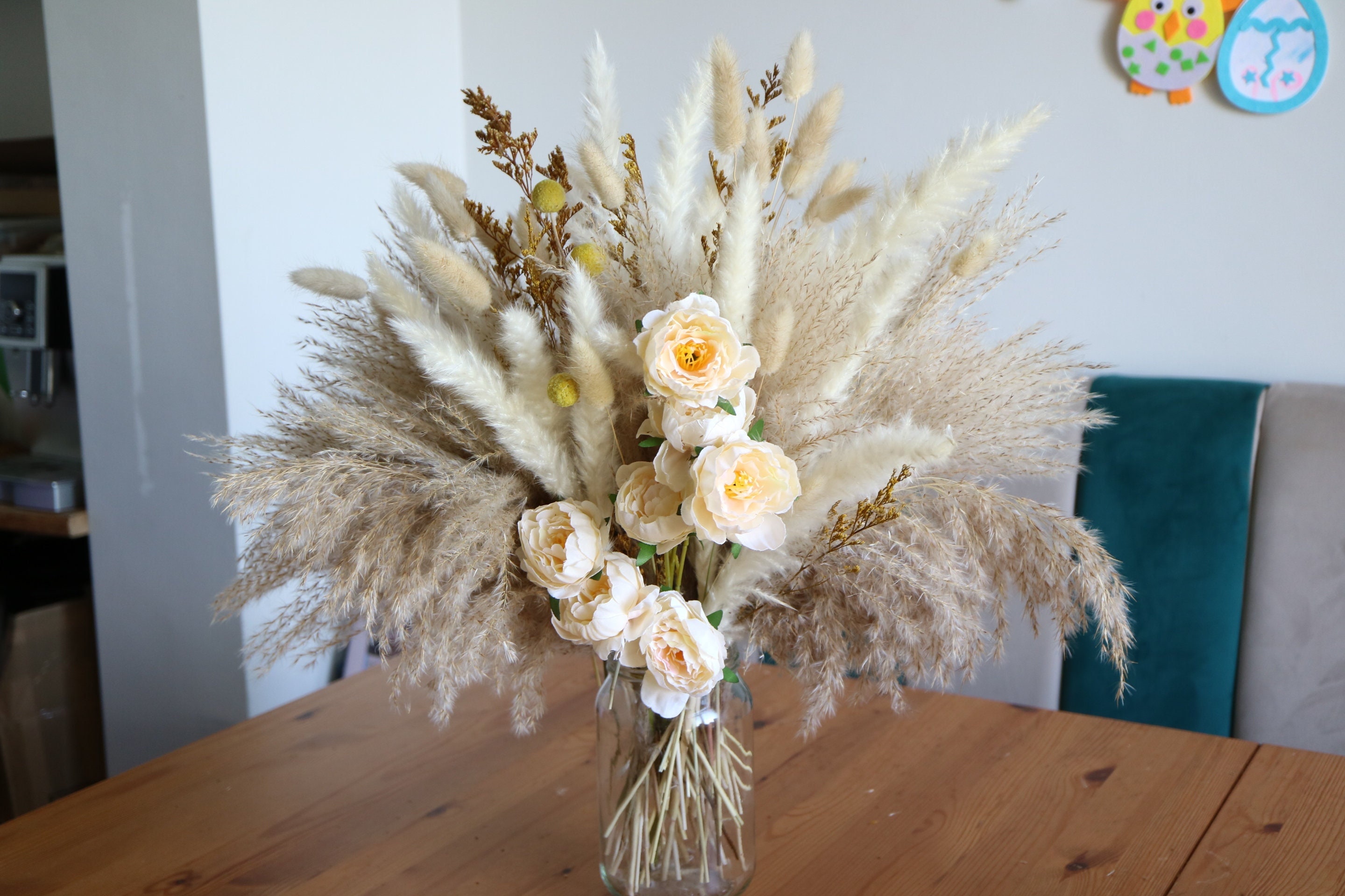 Lot De 5 Herbes De Pampa Artificielles 110cm - Décoration Bohème Pour Vase