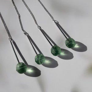 Green Fluorite Silver Statement Necklace, Lollipop Pendant, Crystal Jewelry Gift, Unique Gemstone Jewellery, Crystal Necklaces For Women image 5