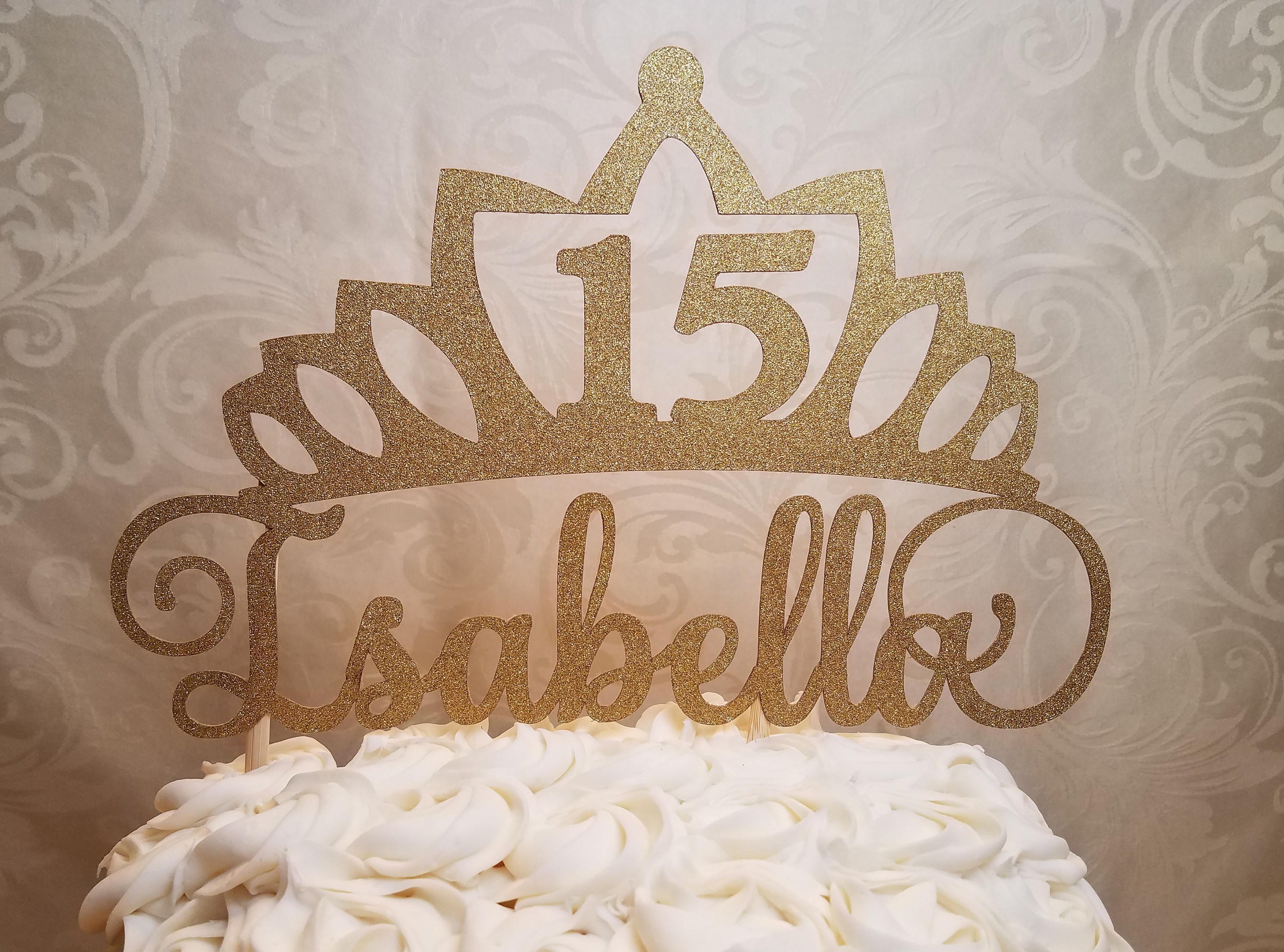 Quinceanera Glitter Cake Topper Personilized Quinceanera Etsy