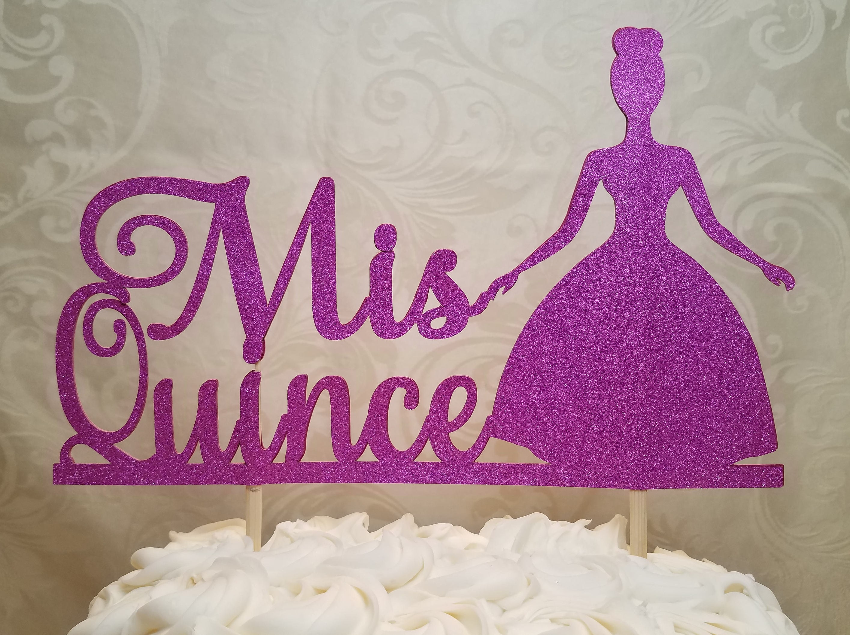 Quinceanera Glitter Cake Topper Mis Quince Glitter Cake Etsy