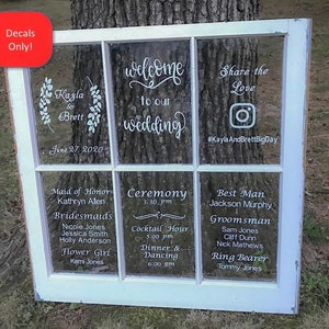 Rustic Wedding Window Decals, Window decals for wedding, DYI Wedding signs, Wedding decals, Rustic Wedding Decor, DYI Wedding Decals