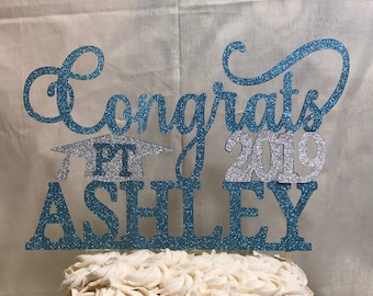 Graduation Glitter Cake Topper, Personalized Congrats Glitter Cake Topper, Graduation Party Decoration, 2019 Graduation, Degree Cake Topper