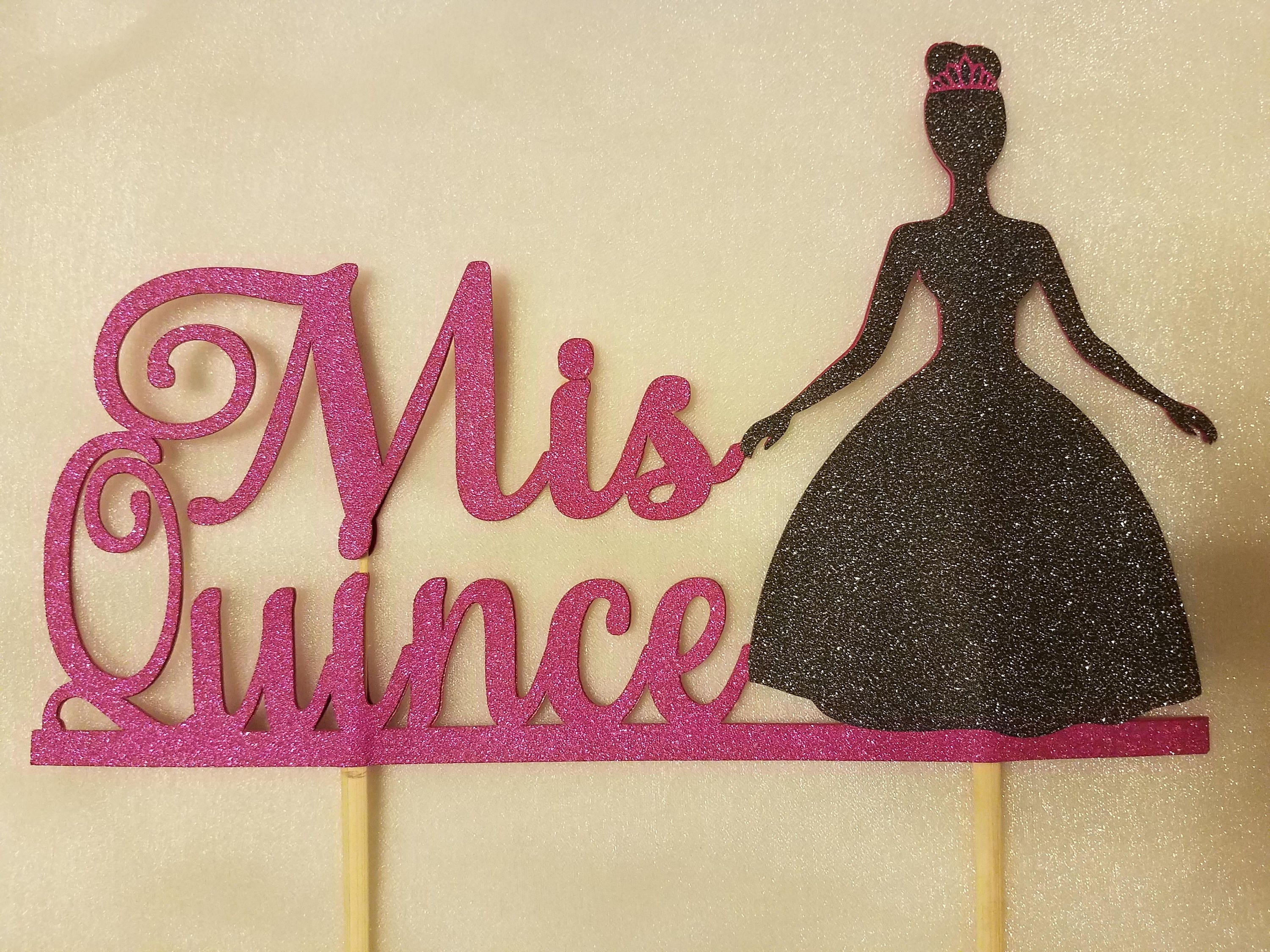 Quinceanera Glitter Cake Topper Mis Quince Glitter Cake Etsy