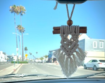 Macrame Car Charm, Rearview Mirrior Accessory, Car Decor, Extra Small Macrame Hanger