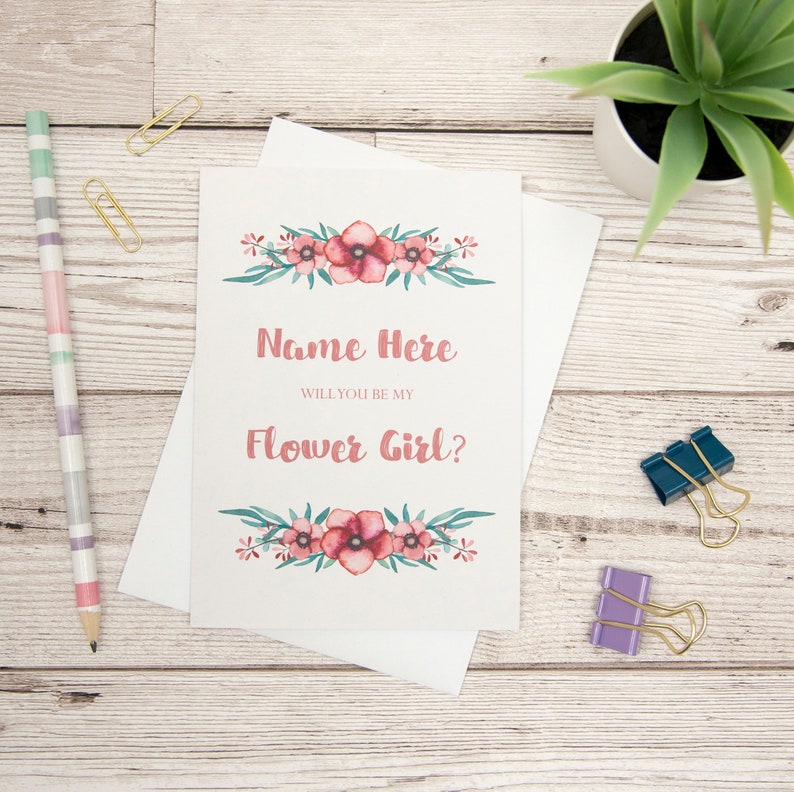 Will You Be My Flower Girl Wedding Card Flower Girl Proposal Card
