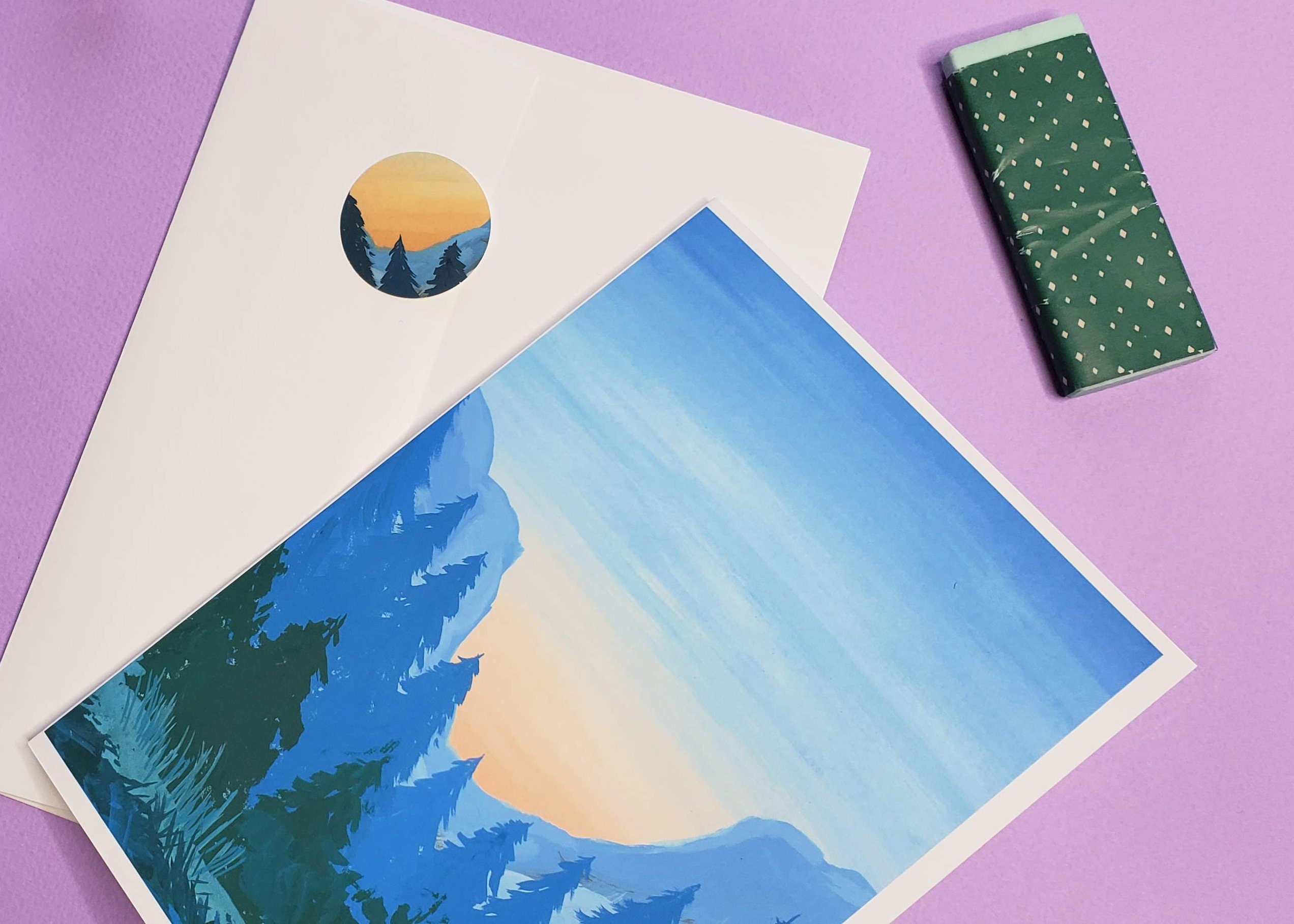 Folded Blank Greeting Card Landscape Painting spring Etsy