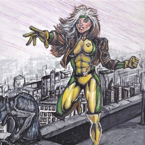 Original Comic Book ART 9x12 X-Men Commission Art Piece-SEXY ROGUE-Ink/Tones/Watercolor on Bristol Board