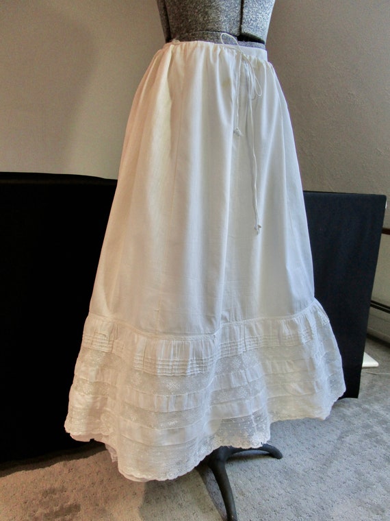 Antique Edwardian Petticoat Skirt W French Valenc… - image 3