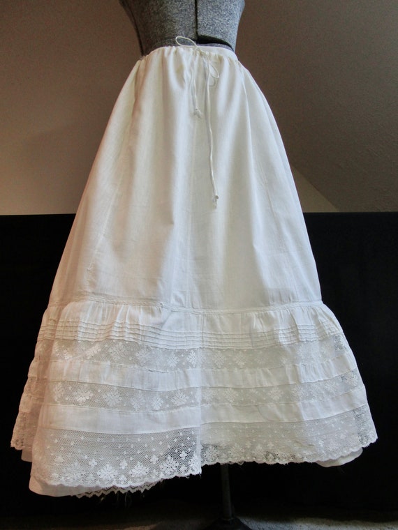 Antique Edwardian Petticoat Skirt W French Valenc… - image 5
