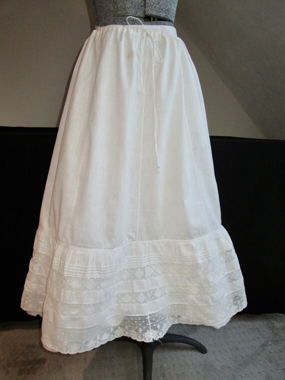 Antique Edwardian Petticoat Skirt W French Valenc… - image 4