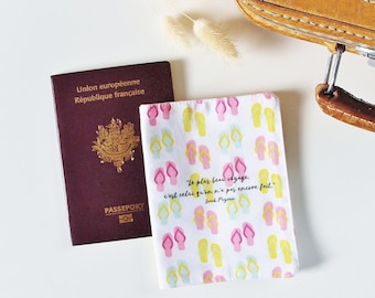 Passport Cover with Inspirational Quote, Flip-Flops, Ice Creams, Pastel Colours, Girlie, Globe Trotter Gift, Travel Accessory
