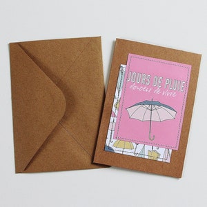 Carte Pluie d'Amour, Carte de Voeux Bonheur,  Gratitude, Carte Craft, Message Positif, Porte-Bonheur, Inspirant, Chance, Petits Bonheurs