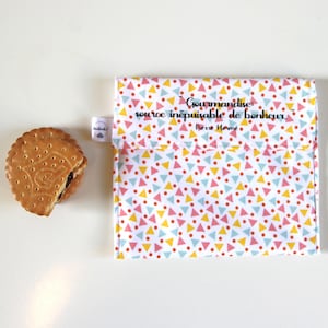 Waschbarer und wiederverwendbarer Snackbeutel, wasserdichter Snackbeutel, Sandwichbeutel, Kinderlunchbeutel, Zero Waste, Konfettis, Bunt, französischer Spruch