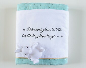 Baby Blanket, Faux Fur, Double Gauze, Inspirational Phrase, Blue Lagoon