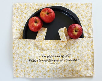 Sac à Tarte, Sac Tarte, Sac Gâteau, Sac Porte-Plat, Transport Nourriture, Porte-Plat, Cadeau Cuisine, Tarte, Citation, Origami Jaune