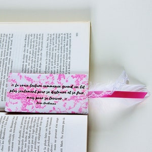 Fabric Bookmark, Inspirational Bookmark, Personalized Bookmark, Quote, Book Lover Gift, Bookish Accesory, Teacher Gift, Pink Liberty Fabric