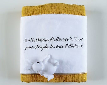 Baby Blanket, Faux Fur, Double Gauze, Inspirational Phrase, Yellow, Mustard