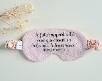 Sleep Mask, Eye Sleep Mask, Eye Mask, Inspirational Quote, Sleep Mask for Woman, Quote Sleep Mask, Travel Gift, Beige, Pink, Flowers