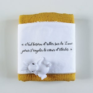 Baby Blanket, Faux Fur, Double Gauze, Inspirational Phrase, Yellow, Mustard