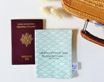 Passport Cover with Inspirational Quote, Japonese Patterns, Globe Trotter Gift, Travel Accessory