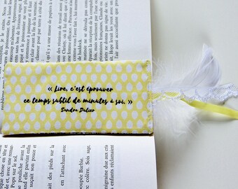 Fabric Bookmark, Inspirational Bookmark, Personalized Bookmark, Quote, Book Lover Gift, Bookish Accesory, Teacher Gift, Yellow