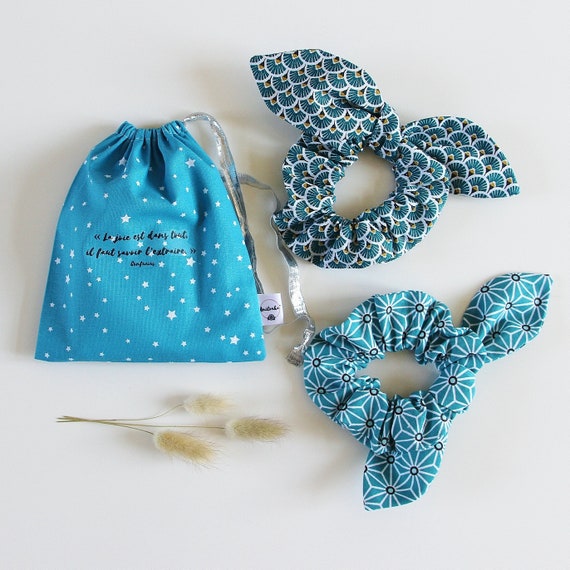 Set of 2 Bow Scrunchies, Scarf Scrunchies, Pretty French  display picture 1